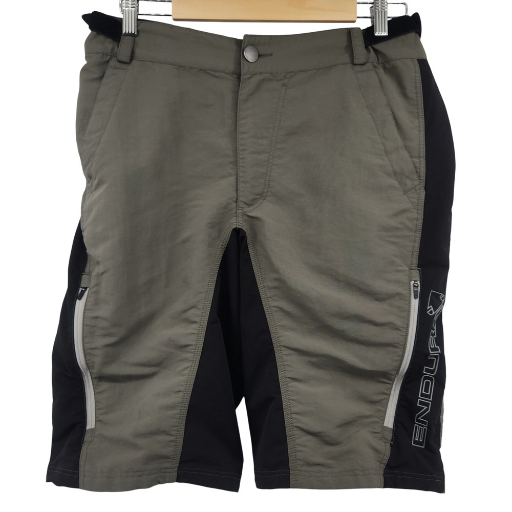 Endura Singletrack II Short Mens XL Olive Green Black Nylon MTB Cycling Shorts